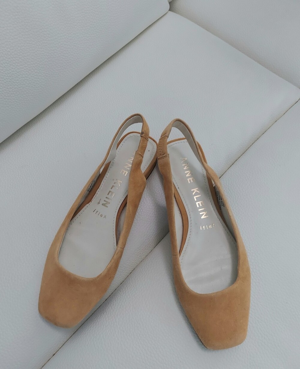 Anne Klein iflex Suede Square Toe  Sling- Back Flat Sz 7M